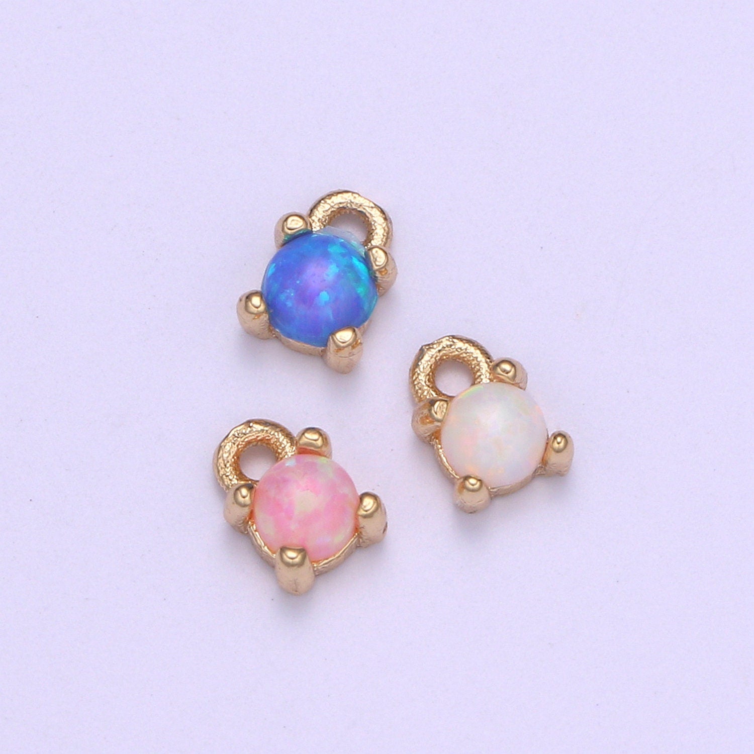Mini opal oval charm, Dainty Gold Plated Charm Dainty charm Bracelet Earring Necklace supplies, Jewelry making Blue Pink White