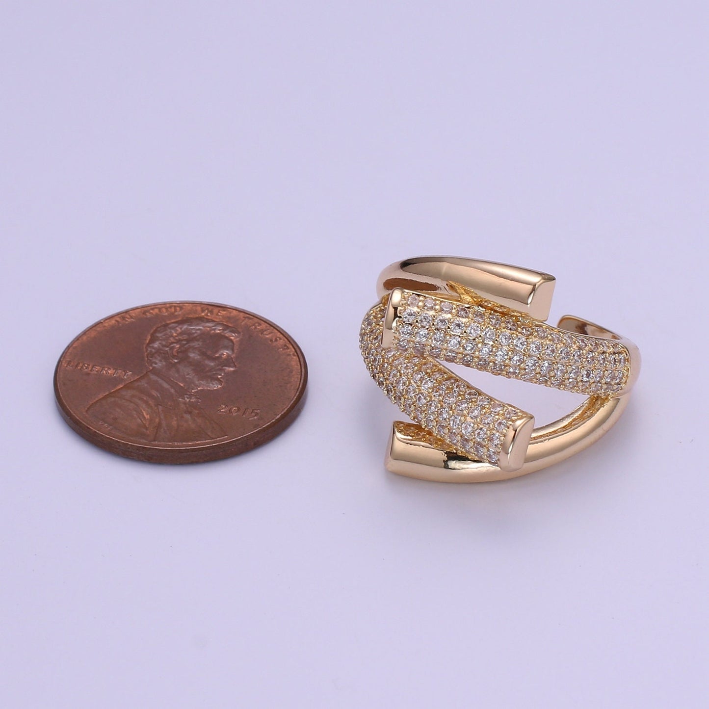 Chunky Unique Ring Cz Gold Thick Ring | Stackable Statement Ring | Unique Bold Ring For Women