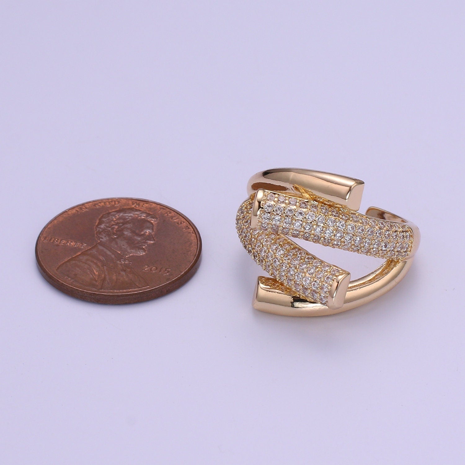 Chunky Unique Ring Cz Gold Thick Ring | Stackable Statement Ring | Unique Bold Ring For Women