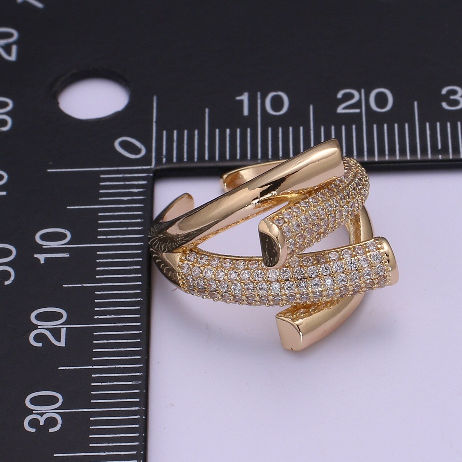 Chunky Unique Ring Cz Gold Thick Ring | Stackable Statement Ring | Unique Bold Ring For Women