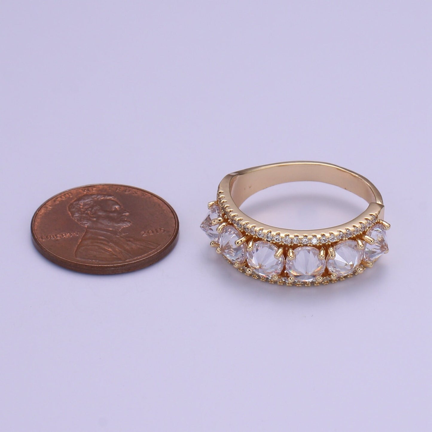 Chunky Crystal Ring Cz Gold Thick Ring | Stackable Statement Ring | Unique Bold Ring For Women replacement Engagement Band Ring O332