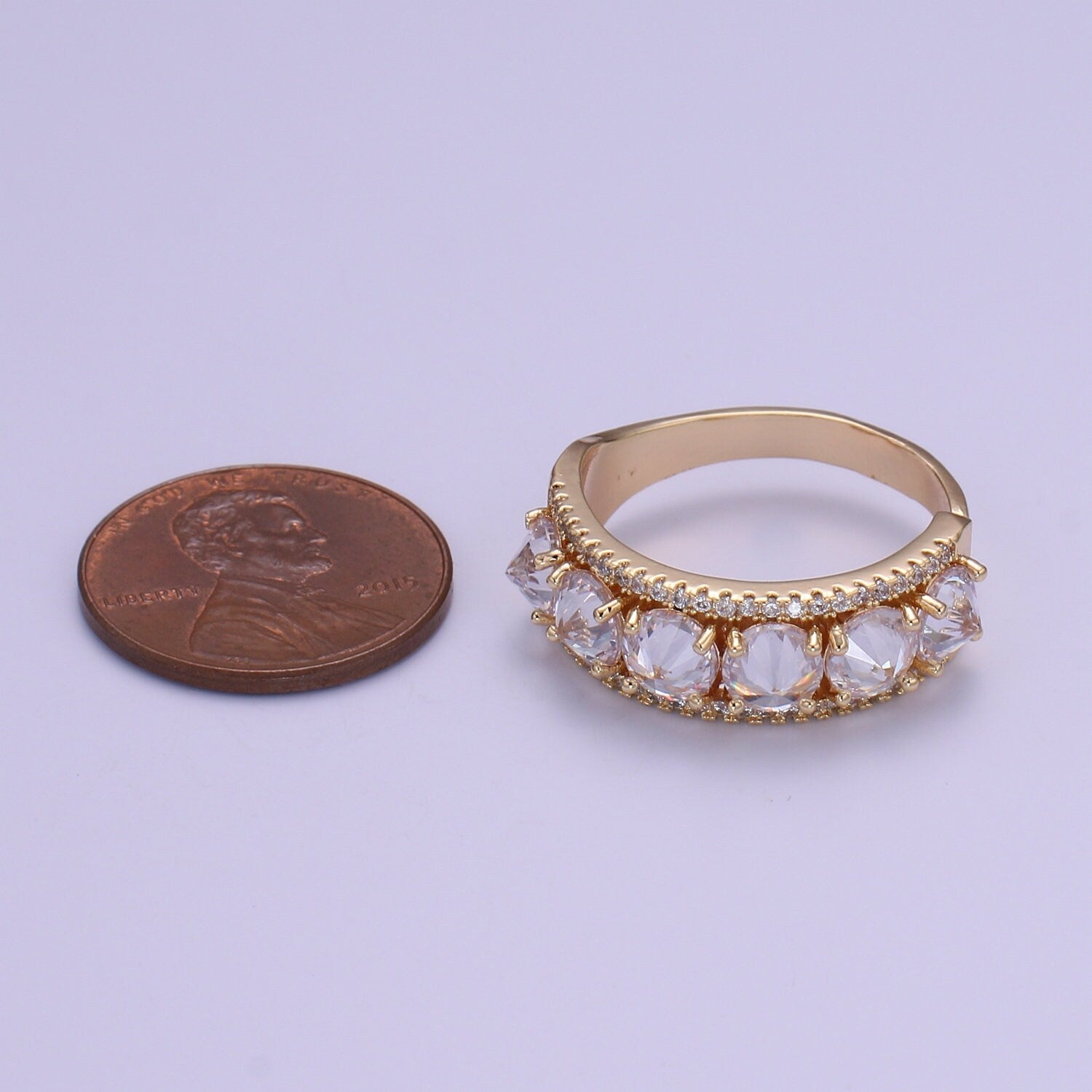 Chunky Crystal Ring Cz Gold Thick Ring | Stackable Statement Ring | Unique Bold Ring For Women replacement Engagement Band Ring O332