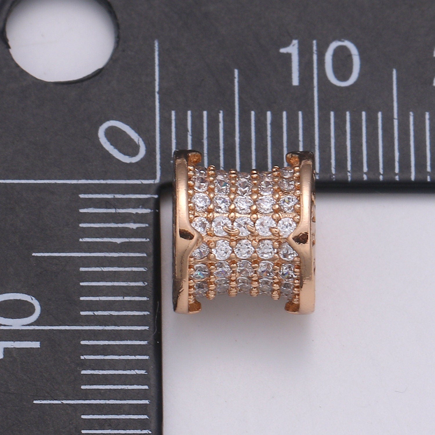 1pc Gold Forever CZ Micro Pave Beads Spacer Beads,for DIY Jewelry Making European Charms Beaded Bracelet,Bead Size 10x9mm Hole 4mm, bdgf 431