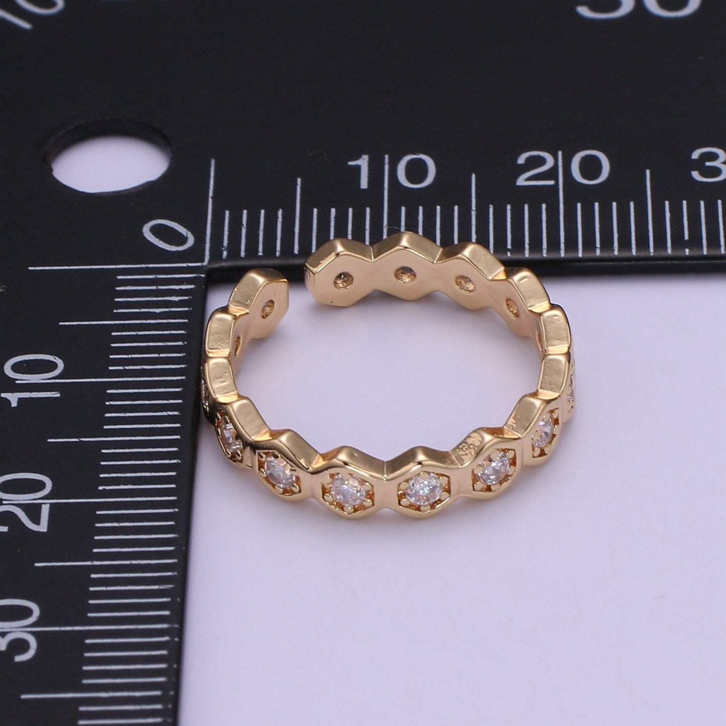 18k Gold Plated Honeycomb Ring, Beehive Stacking Rings Cz Geometric Ring, Simple Ring, Perfect Gift Jewelry SIZE 6 O325