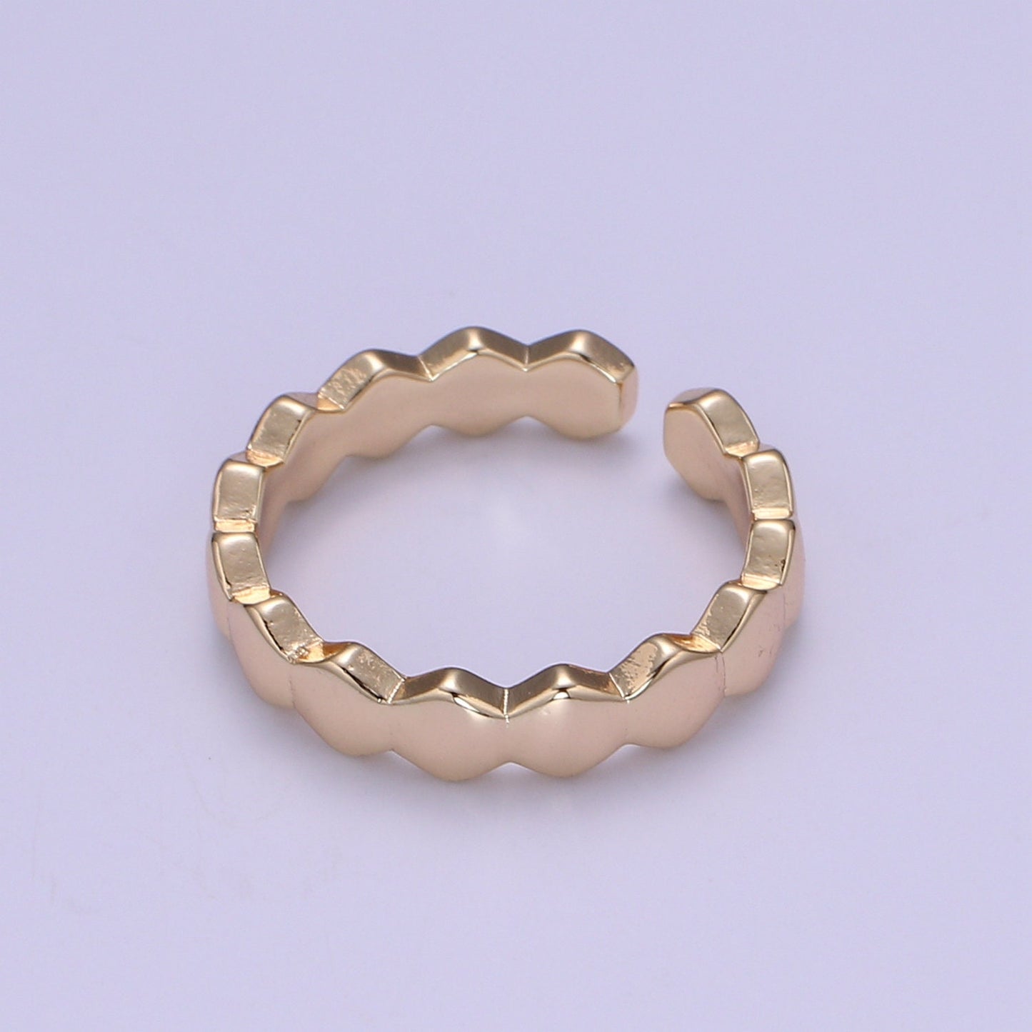 18k Gold Plated Honeycomb Ring, Beehive Stacking Rings Hexagon Geometric Ring, Simple Ring, Perfect Gift Jewelry SIZE 6 O322