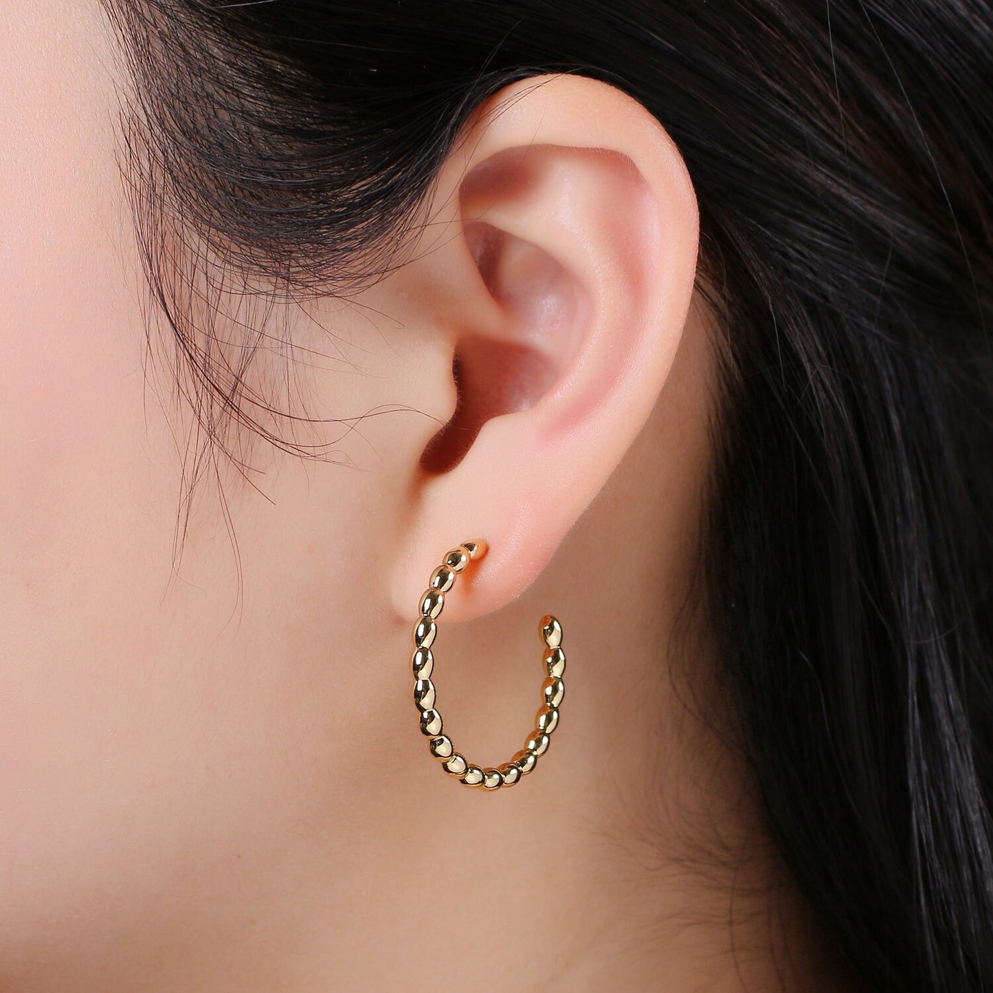 Beaded Design Gold Stud Earring, Medium SIze Gold Weavy Earring,Modern design for DIY Earring Craft Supply Jewelry Making,EARR-1406