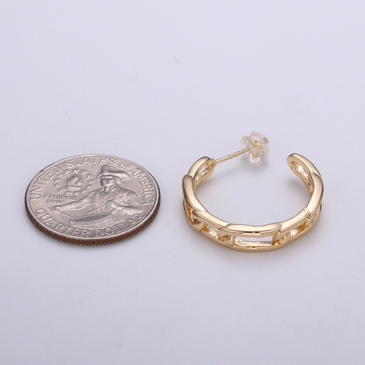 Figaro Link Design Gold Stud Earring, Gold Rolo Earring for DIY Earring Craft Supply Jewelry Making, EARR-1423
