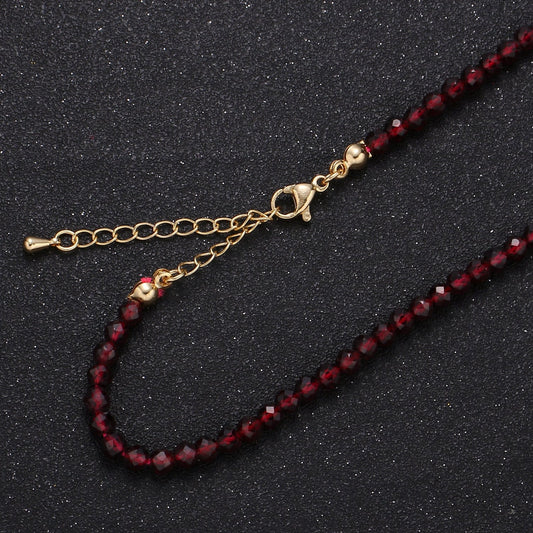 Stunning Red Garnet Tiny Bead Necklace, Gold Necklace, Necklaces for Women, Precious Stone Bead Necklace. Beaded Necklace, Gemstone