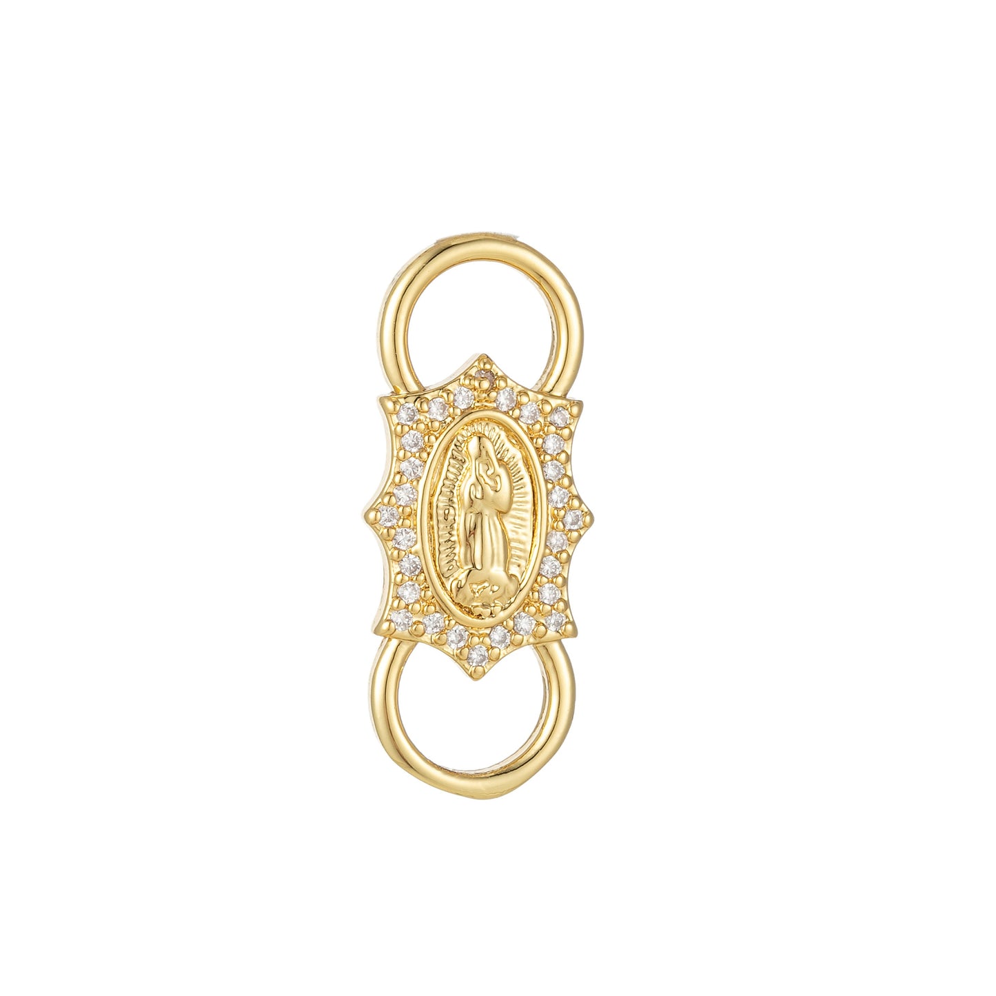 Gold Virgin Mother Mary connector,Lady Guadalupe Link Connector for Bracelet Necklace Religious Making Supply
