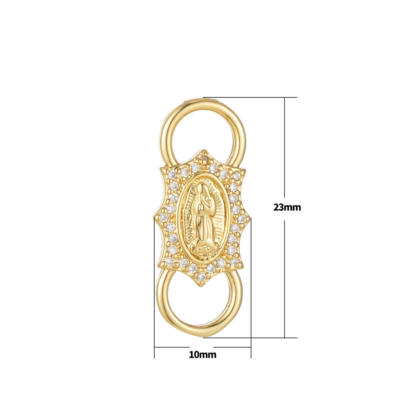 Gold Virgin Mother Mary connector,Lady Guadalupe Link Connector for Bracelet Necklace Religious Making Supply