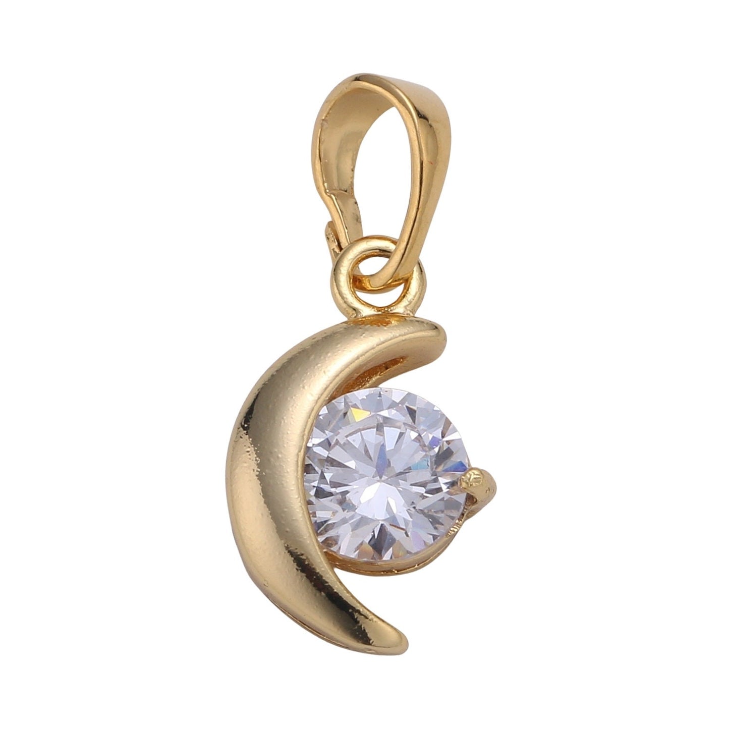 Mini Moon charm, Micro Pave CZ Small Moon Pendant, Dainty Pave Moon Charm, Dangle charms for Bracelet Necklace Jewelry Supply 20x9mm