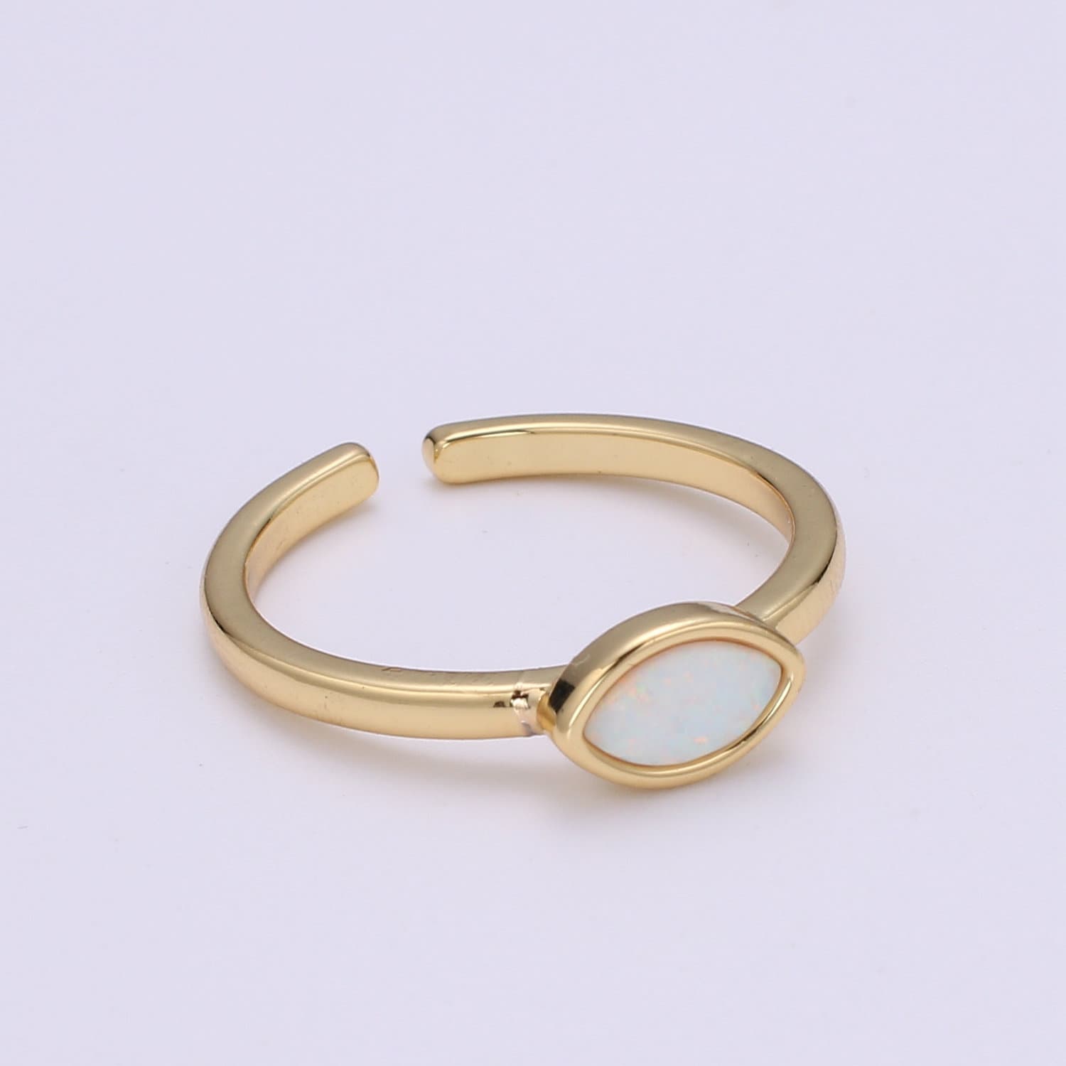 Opal Eye gold ring, Open adjustable Evil eye ring, Dainty gold ring, Delicate ring, Thin gold ring, Simple ring, Minimalist jewelry