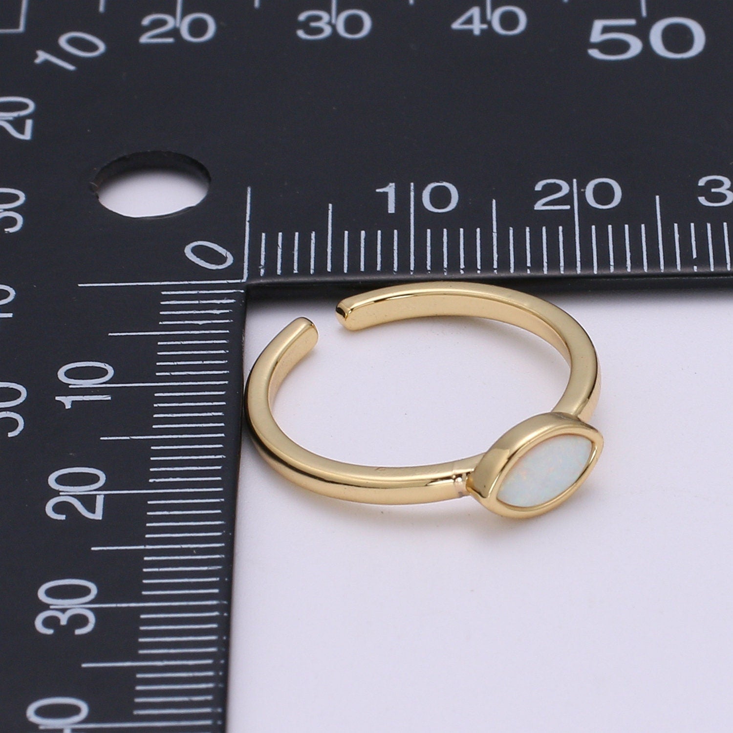 Opal Eye gold ring, Open adjustable Evil eye ring, Dainty gold ring, Delicate ring, Thin gold ring, Simple ring, Minimalist jewelry