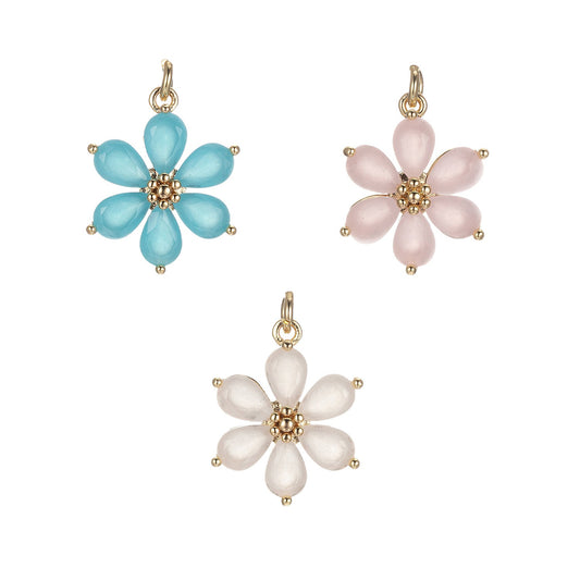1x Dainty Daisy Flower Charm 17mm x 11mm, Arcylic Glass Floral Charm for Jewelry Making ,Pendant Necklace Bracelet Earring DIY BULK E848