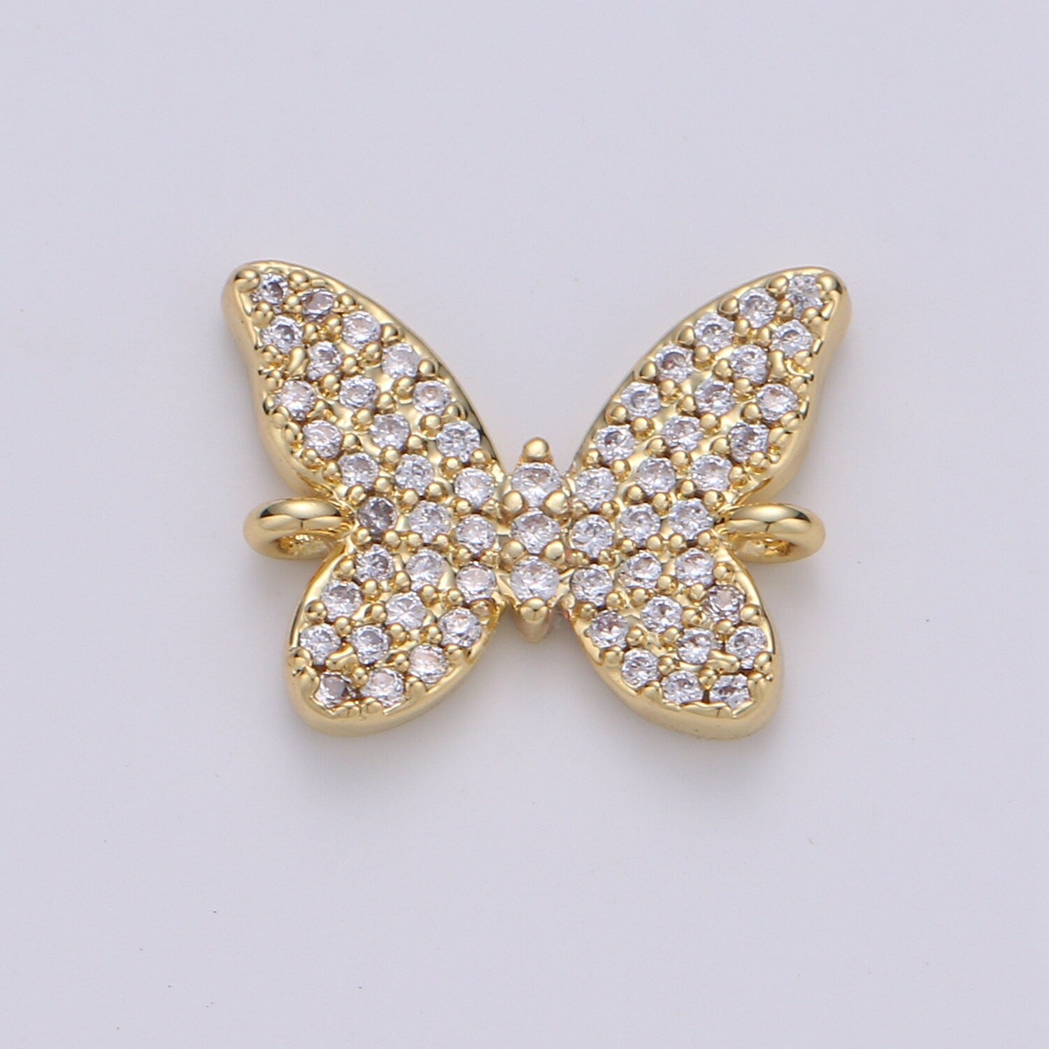 14K Gold Butterfly Connector - Dainty Link Connector- Cubic Mariposa Charm Connector- for Necklace Bracelet Component, F-501
