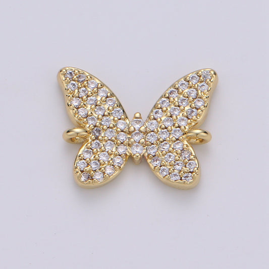 14K Gold Butterfly Connector - Dainty Link Connector- Cubic Mariposa Charm Connector- for Necklace Bracelet Component, F-501
