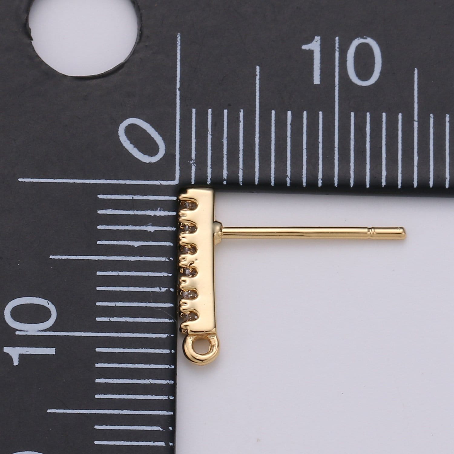 1 pair Geometric Ear Stud w/ Open link gold Filled Earring Nickel free, Cubic zirconia, Earring making post, Jewelry making Supply