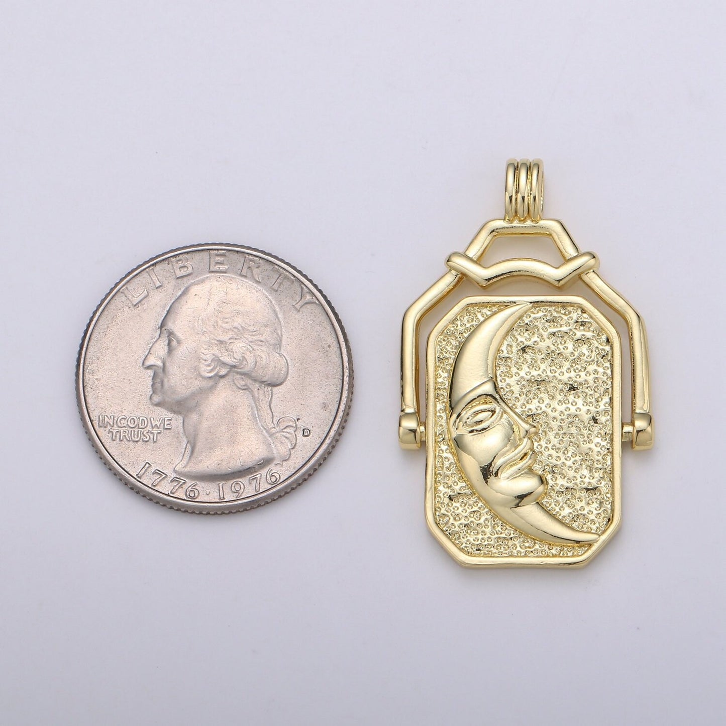 Double Sided Pendant Celestial Jewelry Reversible Necklace Component Supply 14K Gold Filled Celestial Charm Sun Moon Spin Jewelry, J-59
