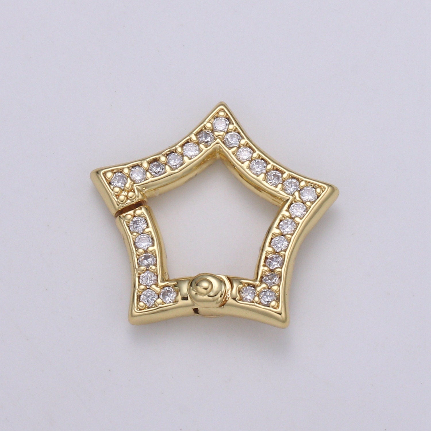 1pc Double Sided Star Pull Gate Ring Clasp, Celastial Clasp, Interlocking Clasp, Pave Stas Clasps, Gold Silver Color Option,1105,1106
