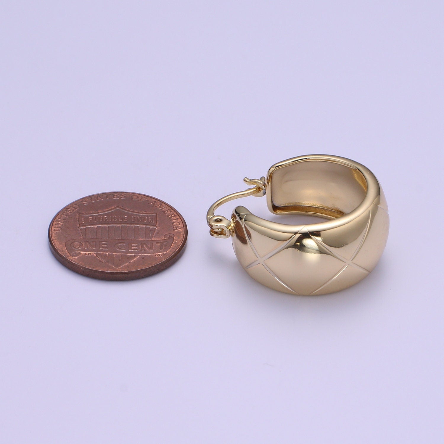 14K Gold Thick Hoops - Gold Thick Hoop Earrings - Chunky Thick Hoops - Light Weight Hoops Dome Earring P088