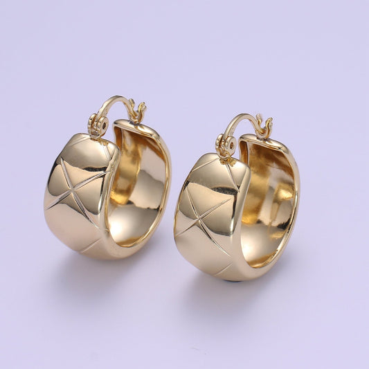 14K Gold Thick Hoops - Gold Thick Hoop Earrings - Chunky Thick Hoops - Light Weight Hoops Dome Earring P088
