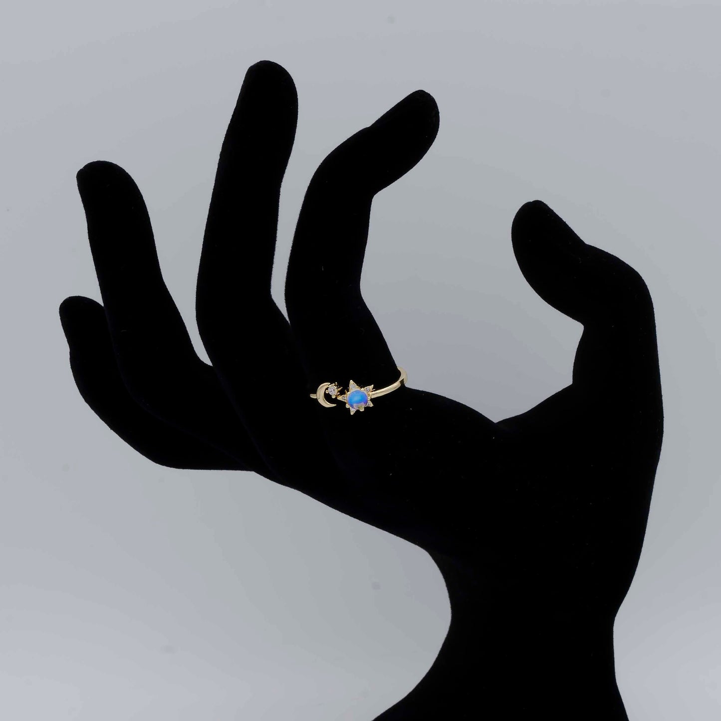 Dainty Moon Ring, Adjustable Ring, Minimalist Moon Ring, Minimalist Crescent Moon Ring, Gold Open Ring, Celestial Jewelry R087