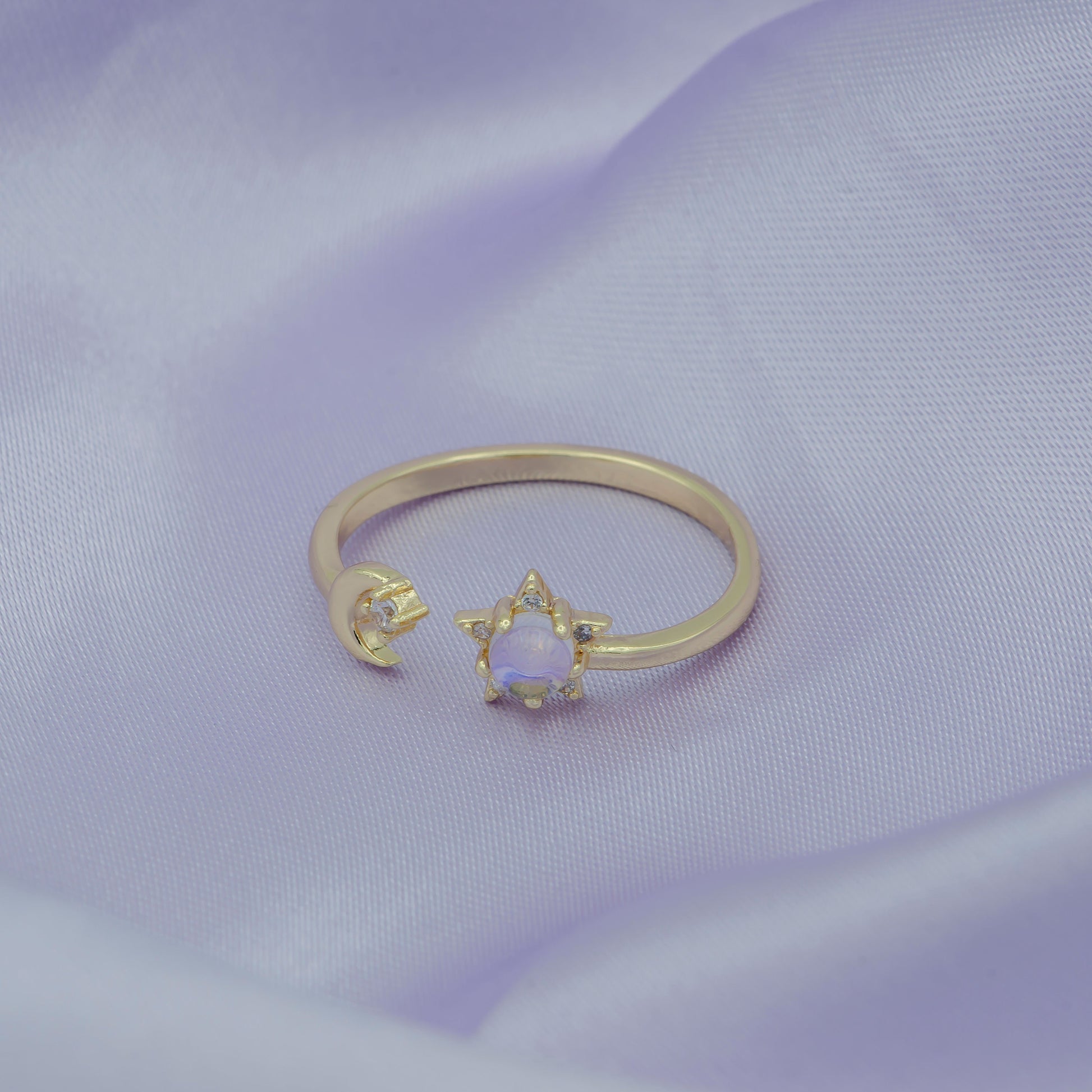 Dainty Moon Ring, Adjustable Ring, Minimalist Moon Ring, Minimalist Crescent Moon Ring, Gold Open Ring, Celestial Jewelry R087