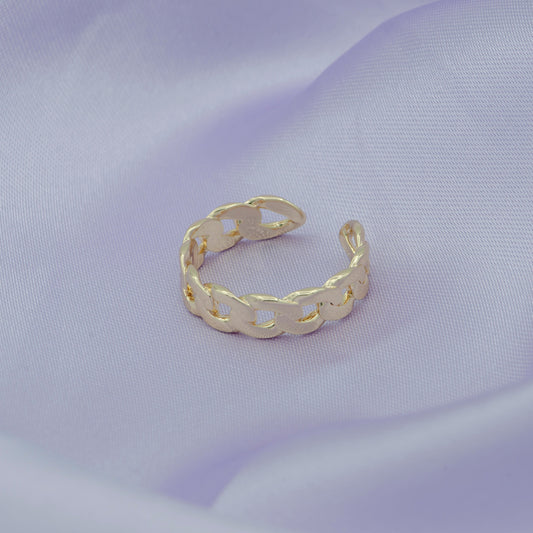 Dainty Curb Chain Ring in gold Dainty Chain Ring | Open adjustable Gold rings | chain rings | Simple stackable chain ring R45