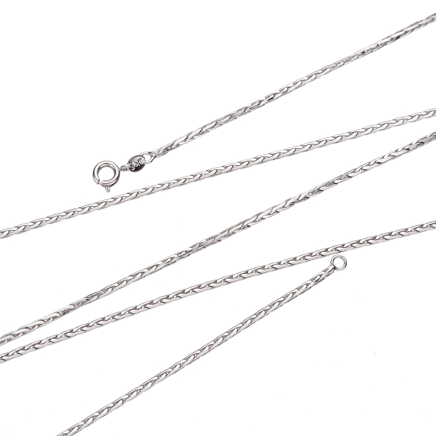 1pc 31" Ready to Use White Gold Filled Wheat Necklace Chain, Layer Fox Tail Chain Dainty Necklace, For Pendant Charm Necklace ,57