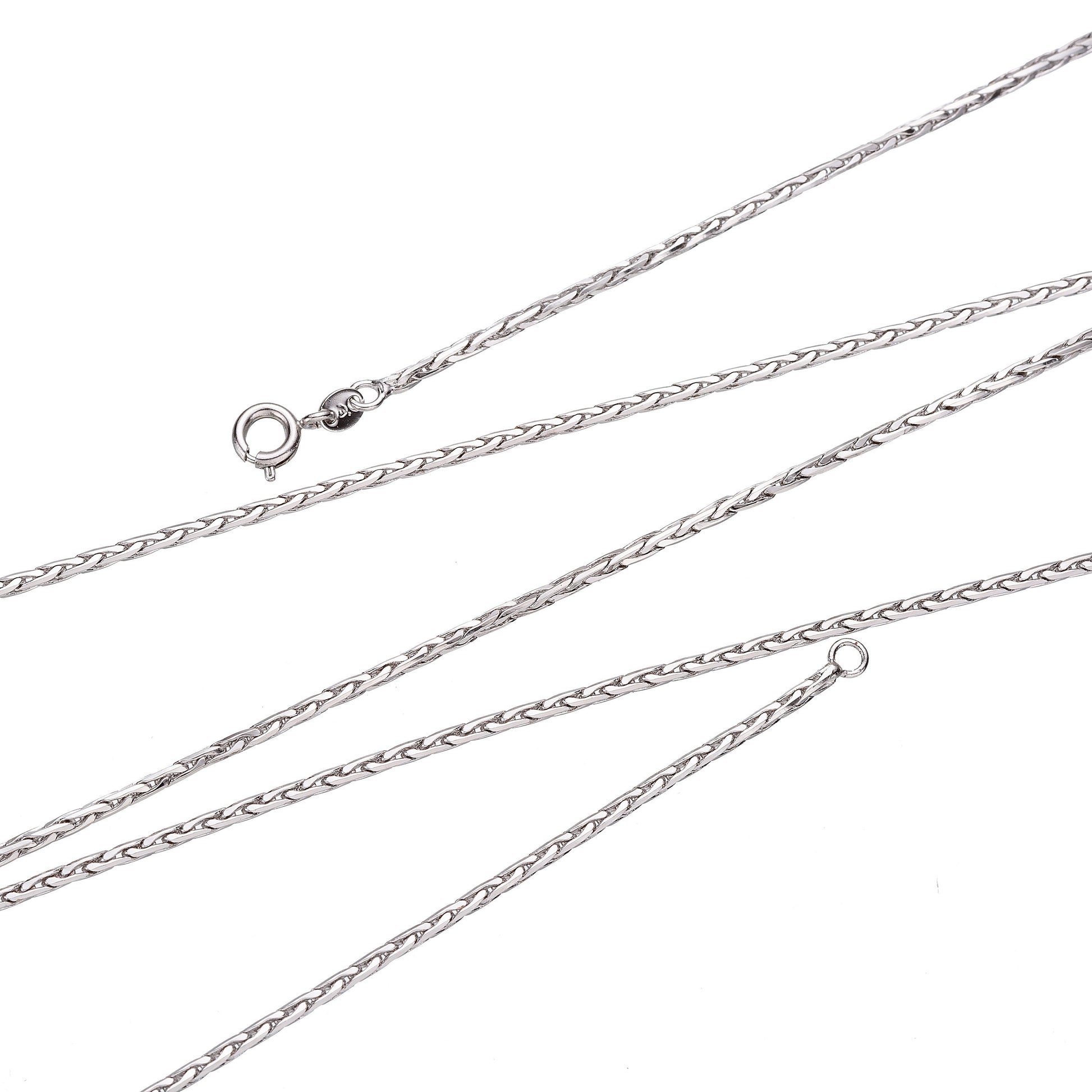 1pc 31" Ready to Use White Gold Filled Wheat Necklace Chain, Layer Fox Tail Chain Dainty Necklace, For Pendant Charm Necklace ,57