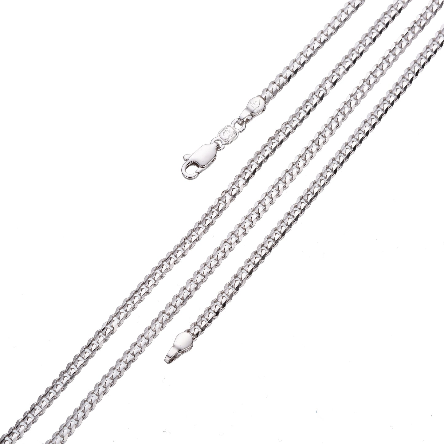 1pc 23.5'' Ready to Use White Gold Cuban Curb Necklace Chain, Layer Curb Chain Dainty Necklace, Pendant Charm Necklace, CH - 63