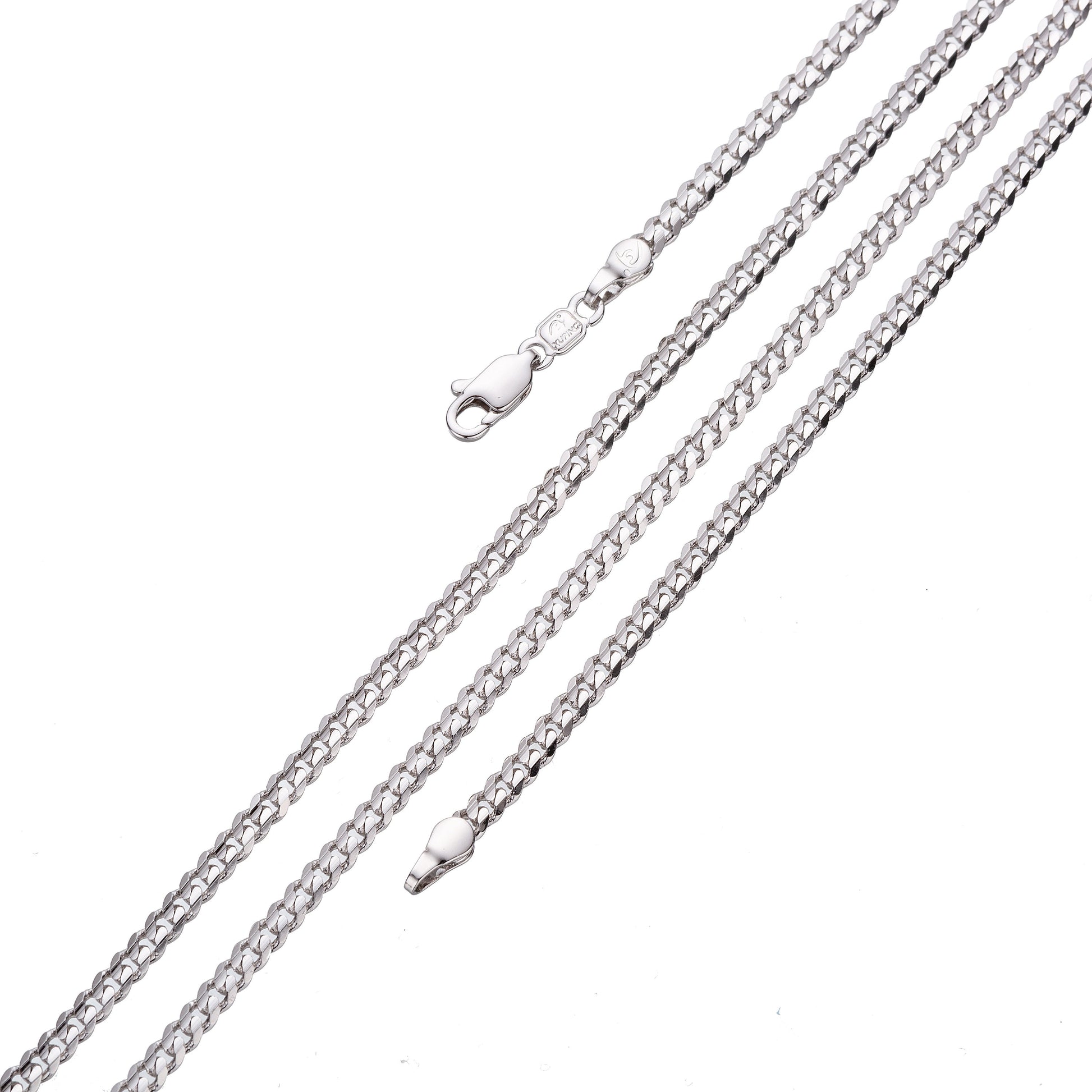 1pc 23.5'' Ready to Use White Gold Cuban Curb Necklace Chain, Layer Curb Chain Dainty Necklace, Pendant Charm Necklace, CH - 63