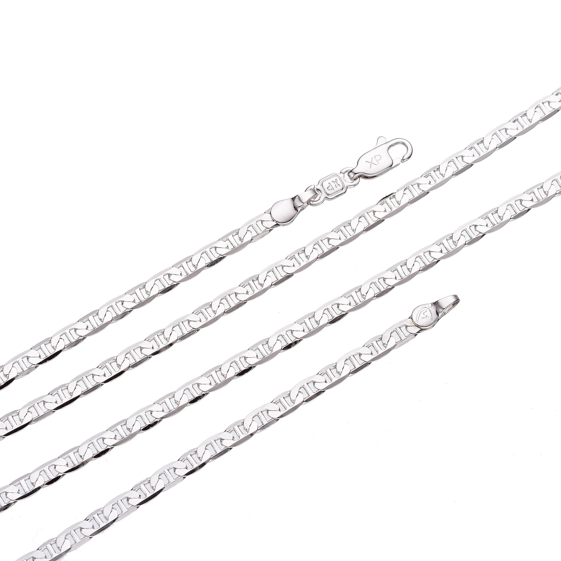 1pc 17'' Ready to Use White Gold Anchor Necklace Chain, Layering Mariner Chain Dainty Necklace,For Pendant Charm Necklace Making, 65