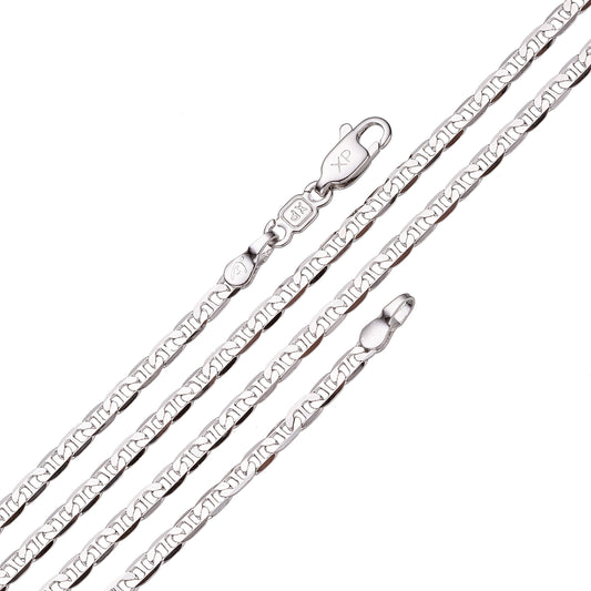 1pc 17'' Ready to Use White Gold Anchor Necklace Chain, Layering Mariner Chain Dainty Necklace,For Pendant Charm Necklace Making, 66
