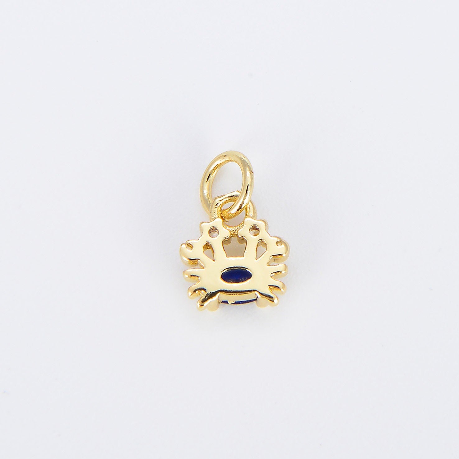 Tiny Crab Charm Dainty Crabby Pendant 14kt Gold Filled Charm Animal Charm Cubic Blue Under the sea Inspired E875