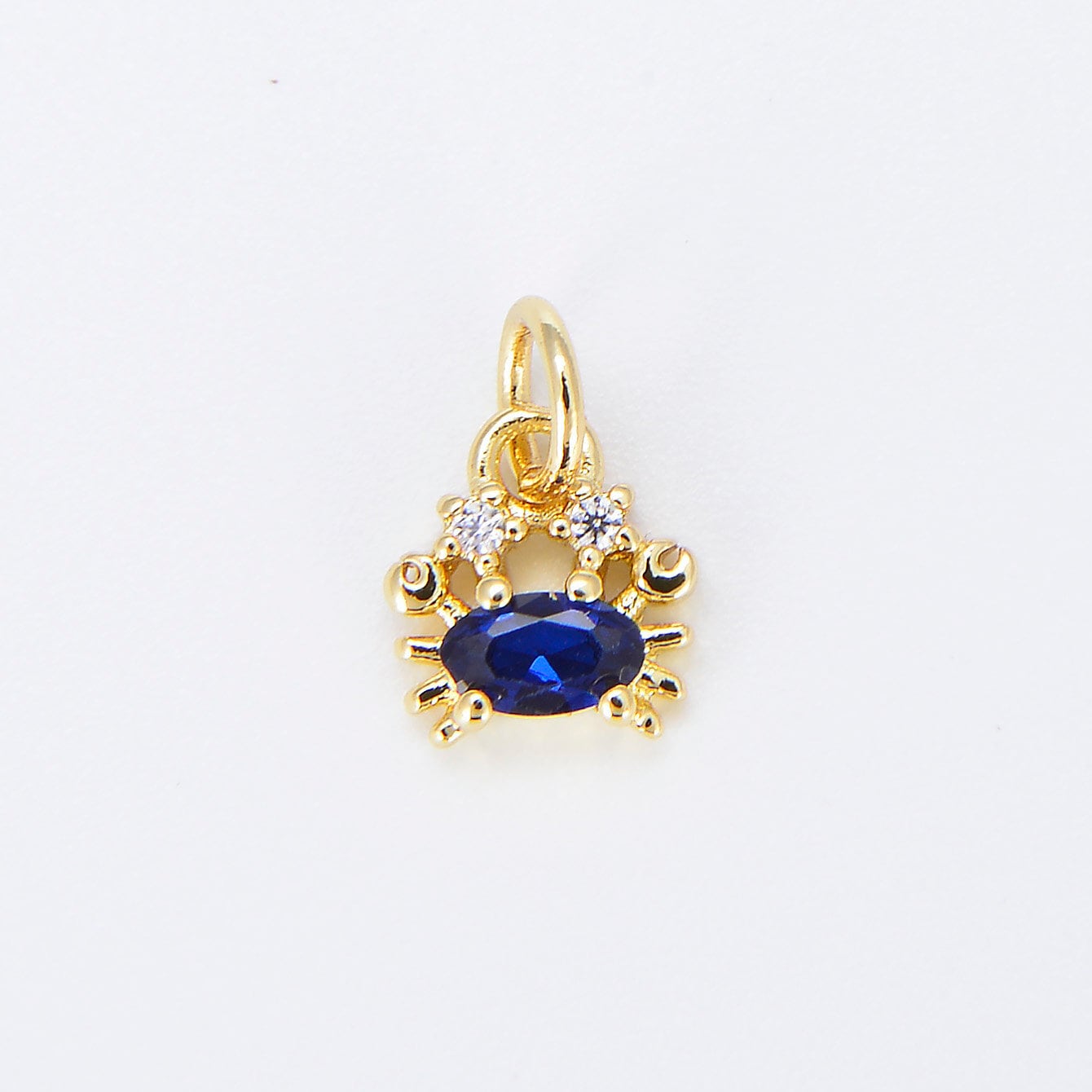 Tiny Crab Charm Dainty Crabby Pendant 14kt Gold Filled Charm Animal Charm Cubic Blue Under the sea Inspired E875