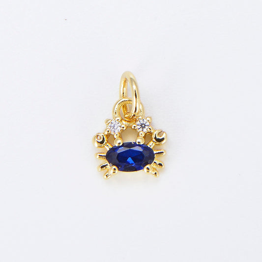 Tiny Crab Charm Dainty Crabby Pendant 14kt Gold Filled Charm Animal Charm Cubic Blue Under the sea Inspired E875