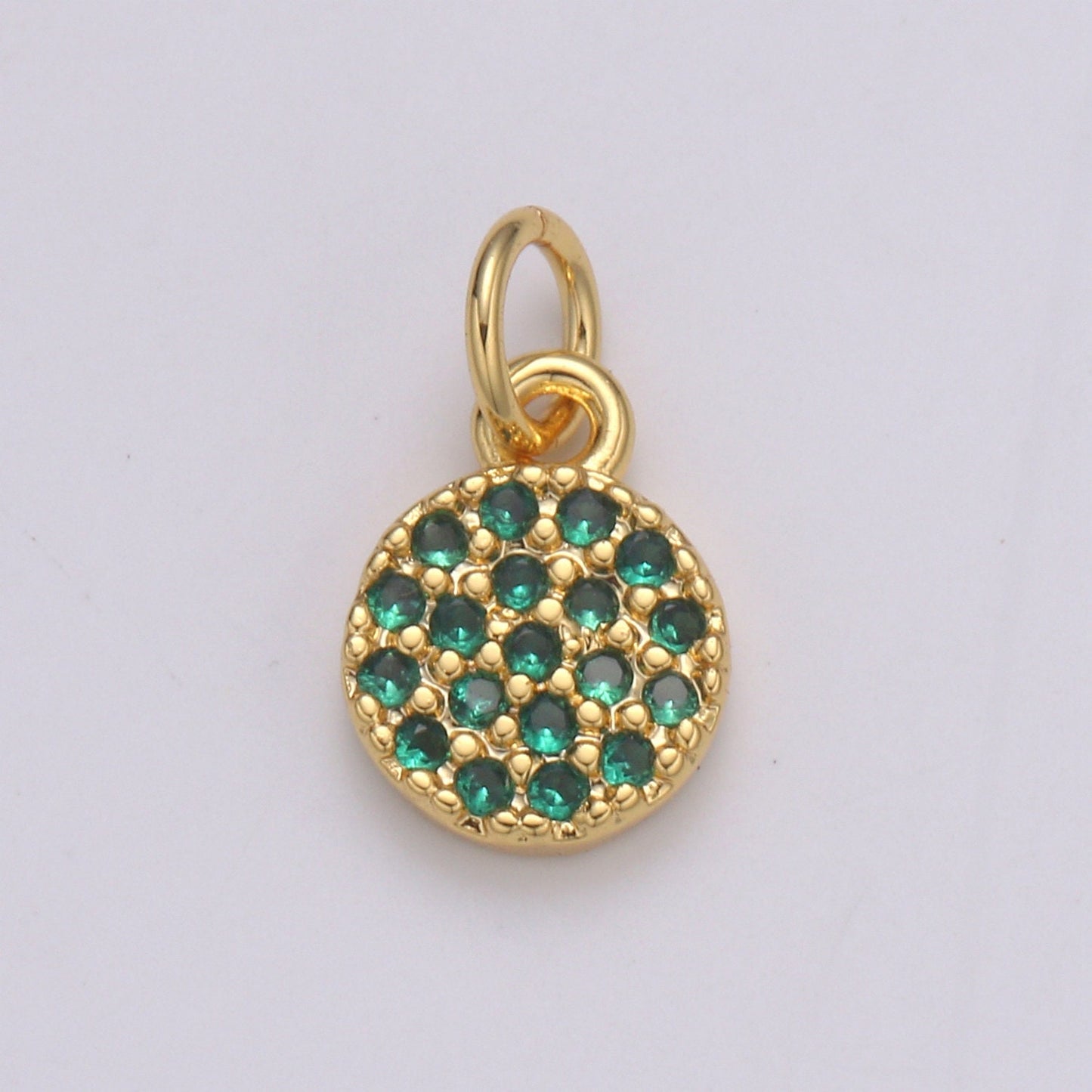 1 Pc Dainty Gold Round Cubic Circle Charm CZ Medallion Coin Round Geometric Charm for Minimalist Jewelry Necklace, chgf-2170