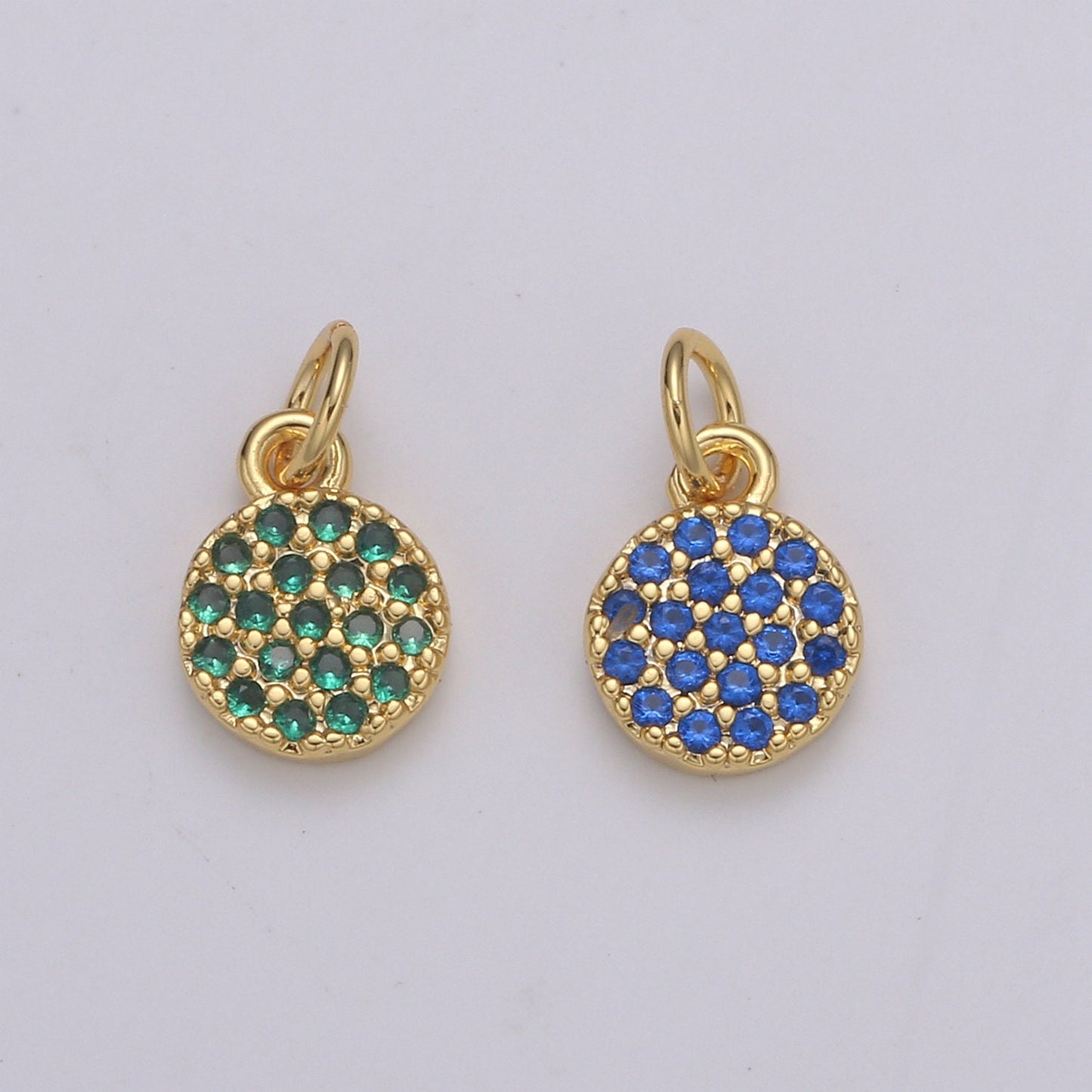 1 Pc Dainty Gold Round Cubic Circle Charm CZ Medallion Coin Round Geometric Charm for Minimalist Jewelry Necklace, chgf-2170