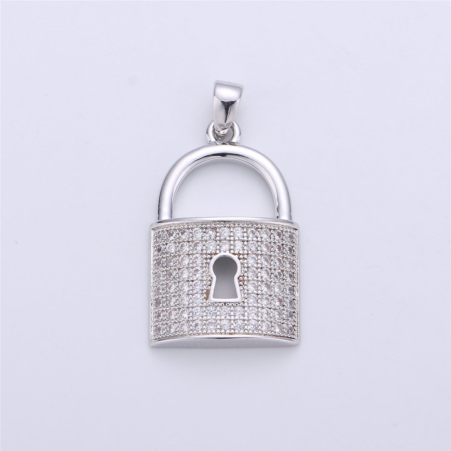 26X14mm Gold Filled Micro Pave lock heart Pendant , Cubic Lock Charms , Silver Lock Necklace Earring Charms Supply I-256