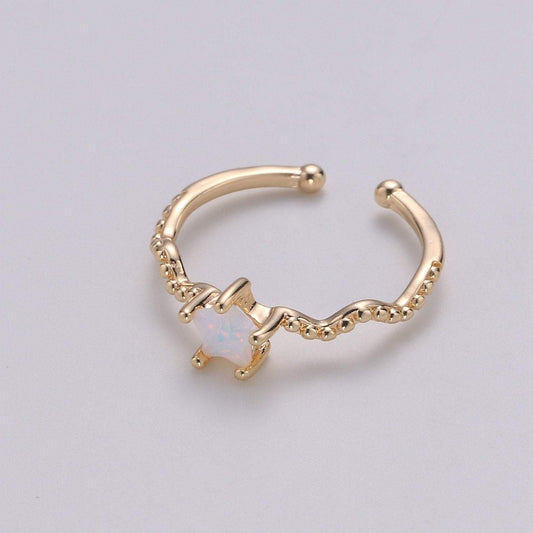 Dainty Star Ring Open Ring Cz Ring Minimalist Ring Adjustable Ring Gold Ring Stacking Ring Girlfriend Birthday Gift