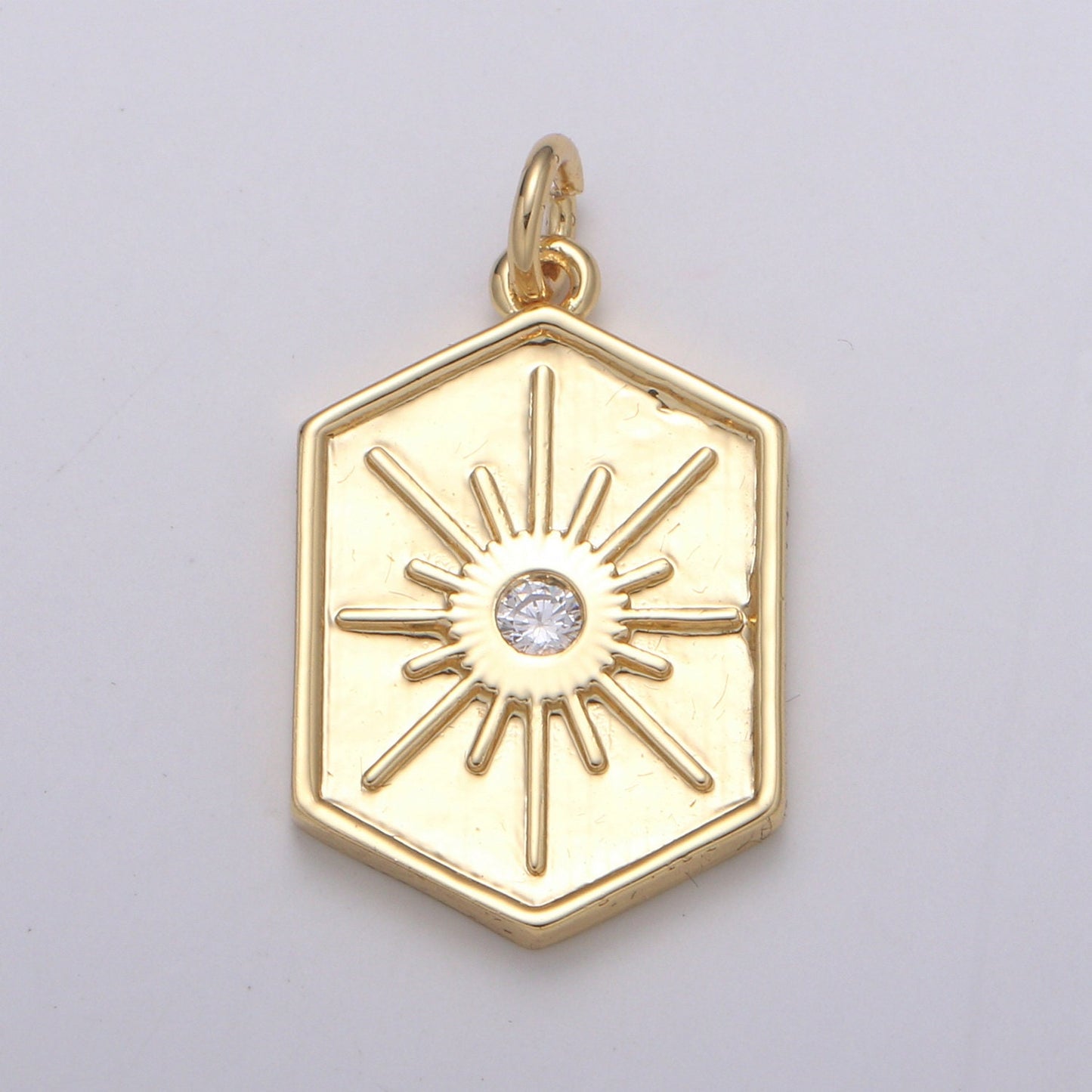 Dainty Starburst Charms Pendants -Solitaire CZ North Star Burst Charm Gold Celestial Charm, Necklace Bracelet Supply CHGF-2169
