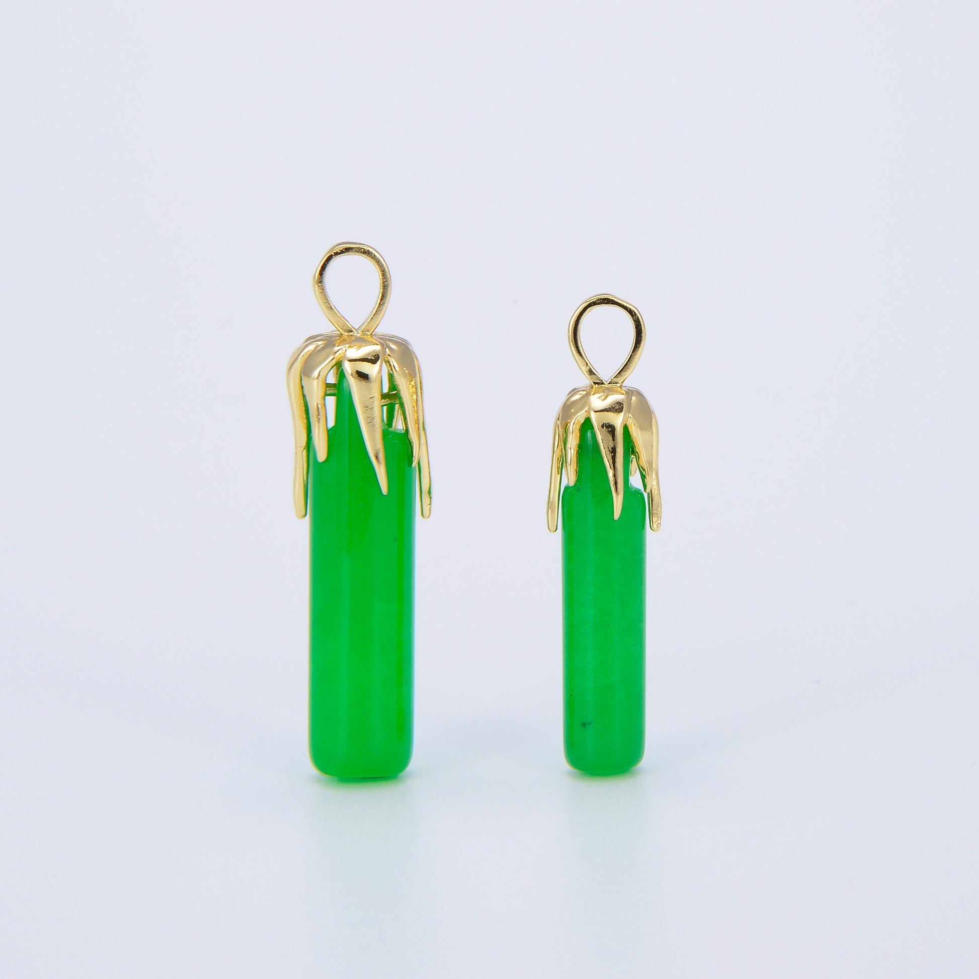 Genuine Green Jade Stick Green Pendant Necklace for Drop Dangle Charm Necklace Earring Jewelry Making