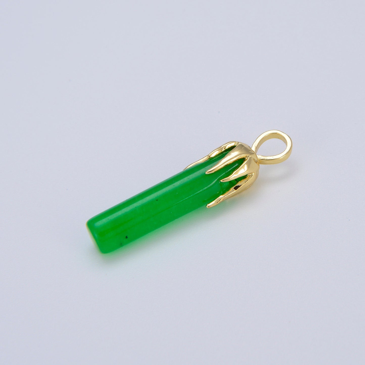 Genuine Green Jade Stick Green Pendant Necklace for Drop Dangle Charm Necklace Earring Jewelry Making