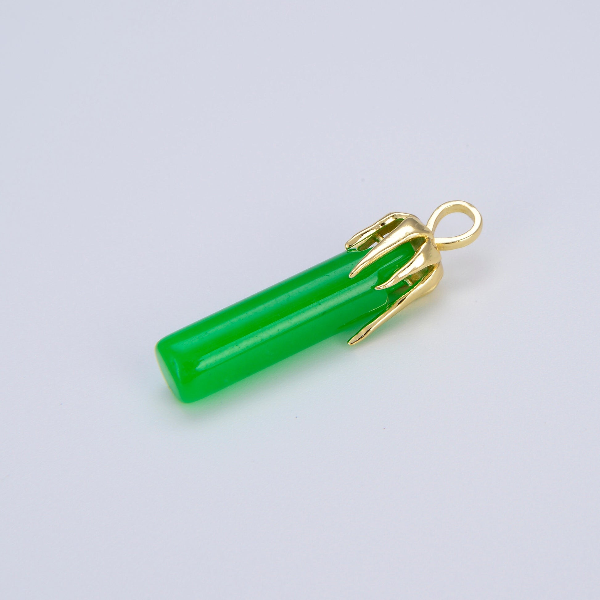 Genuine Green Jade Stick Green Pendant Necklace for Drop Dangle Charm Necklace Earring Jewelry Making