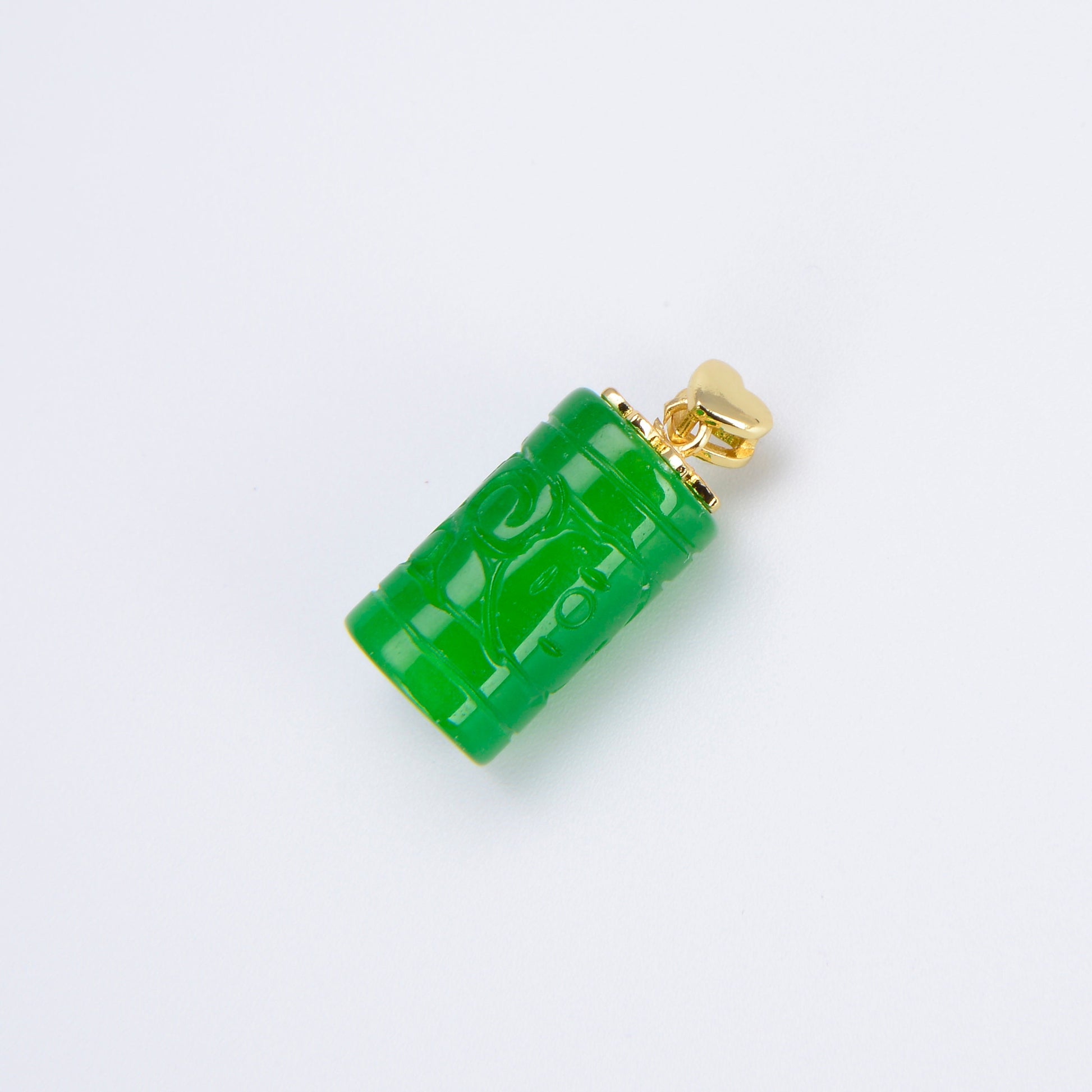 Genuine Green Jade Carved Tube Green Pendant Necklace for Drop Dangle Charm Necklace Earring Jewelry Making AH-308