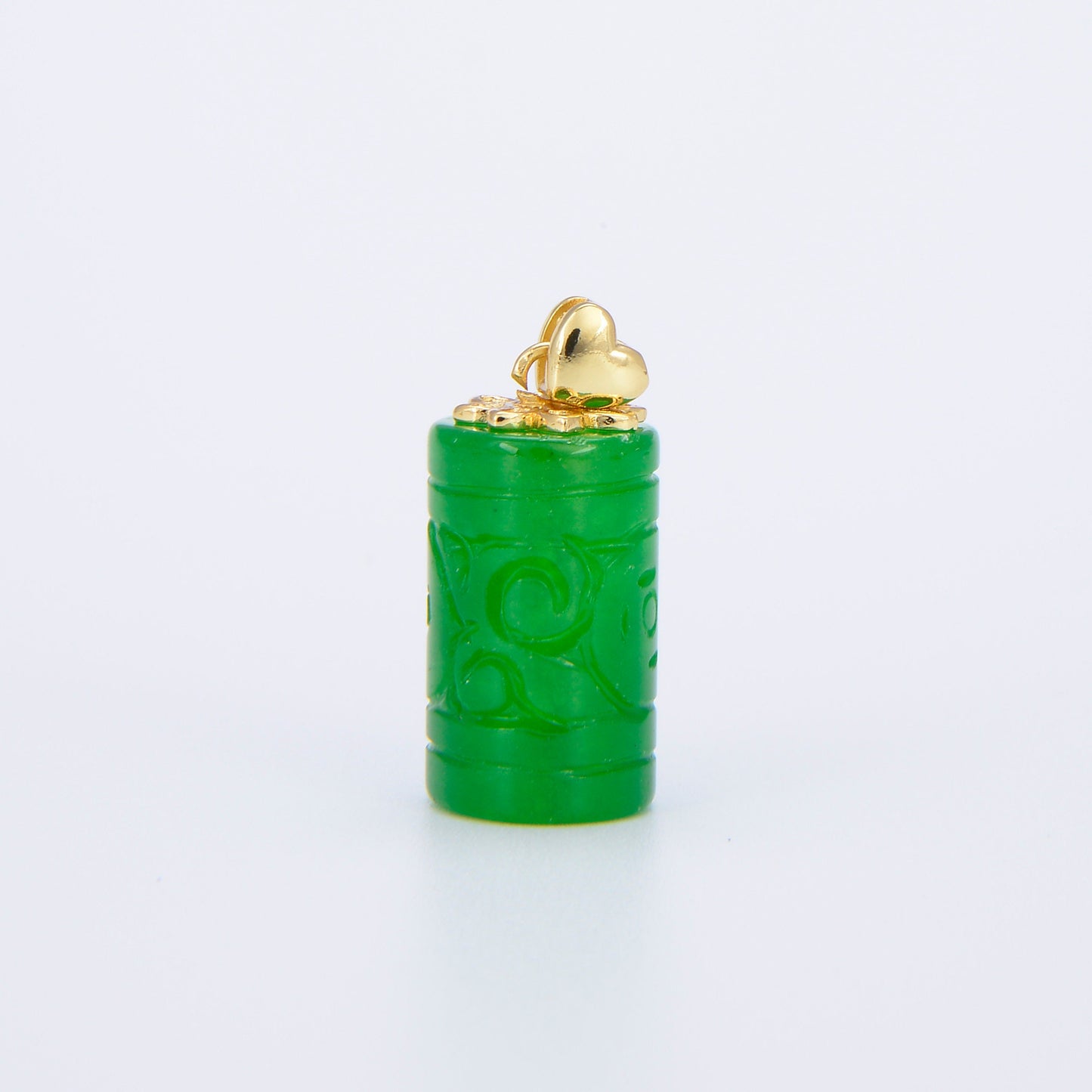Genuine Green Jade Carved Tube Green Pendant Necklace for Drop Dangle Charm Necklace Earring Jewelry Making AH-308