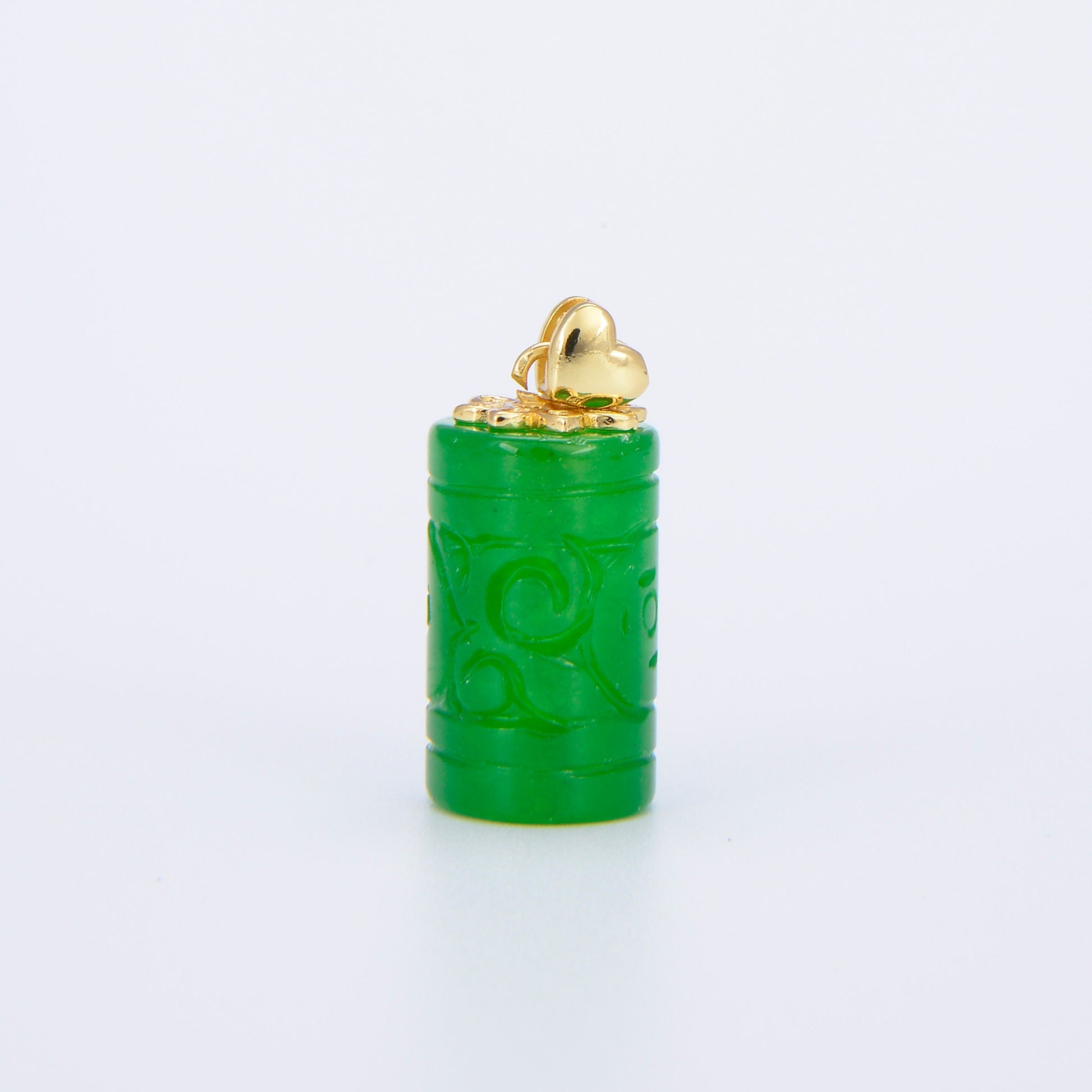 Genuine Green Jade Carved Tube Green Pendant Necklace for Drop Dangle Charm Necklace Earring Jewelry Making AH-308