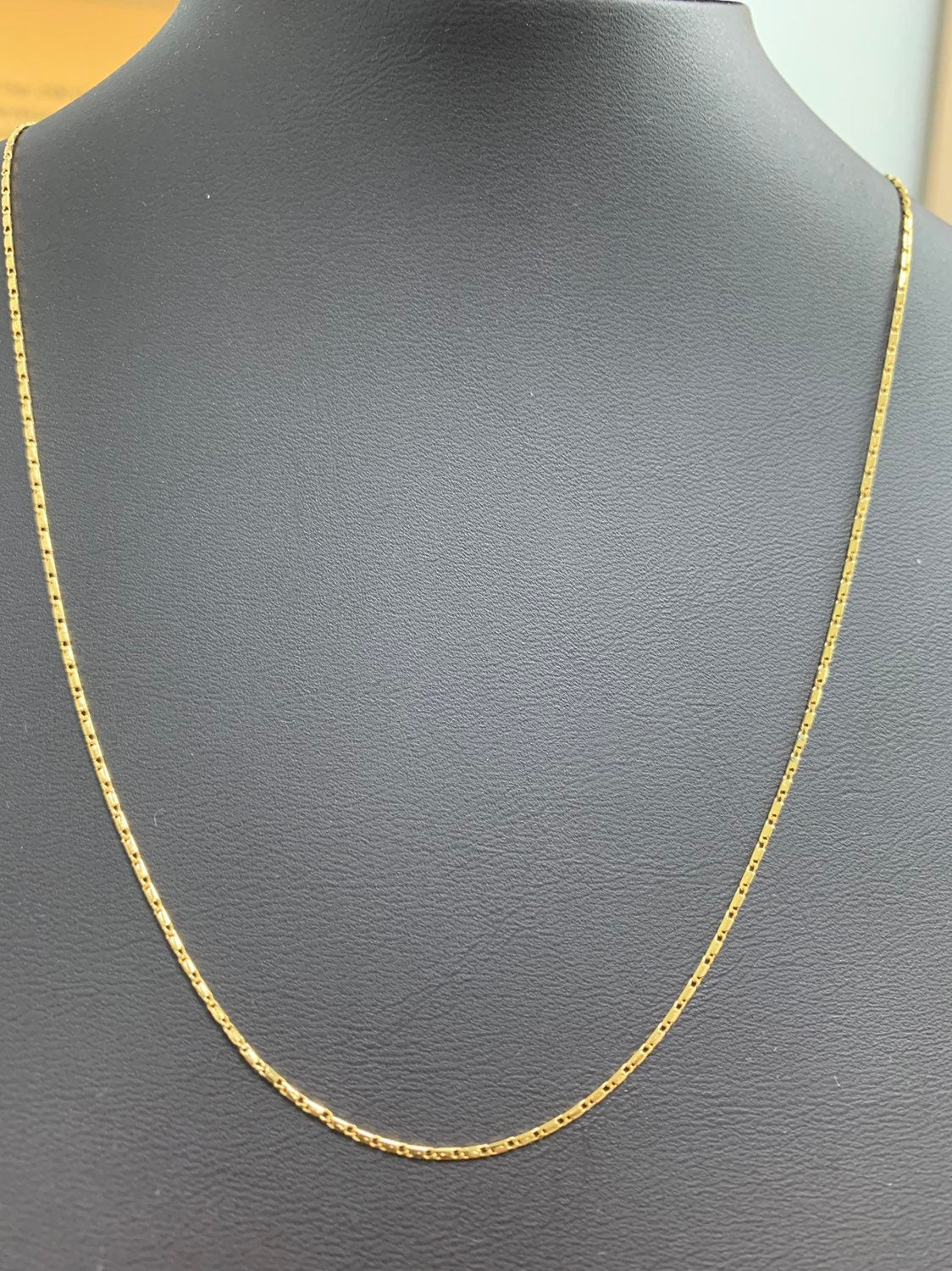 1pc 17.5'' Ready to Use 24K Gold Slender Unique Necklace Chain, Layering Plate Lock Chain Dainty Necklace, Perfect for Pendant Necklace, 261