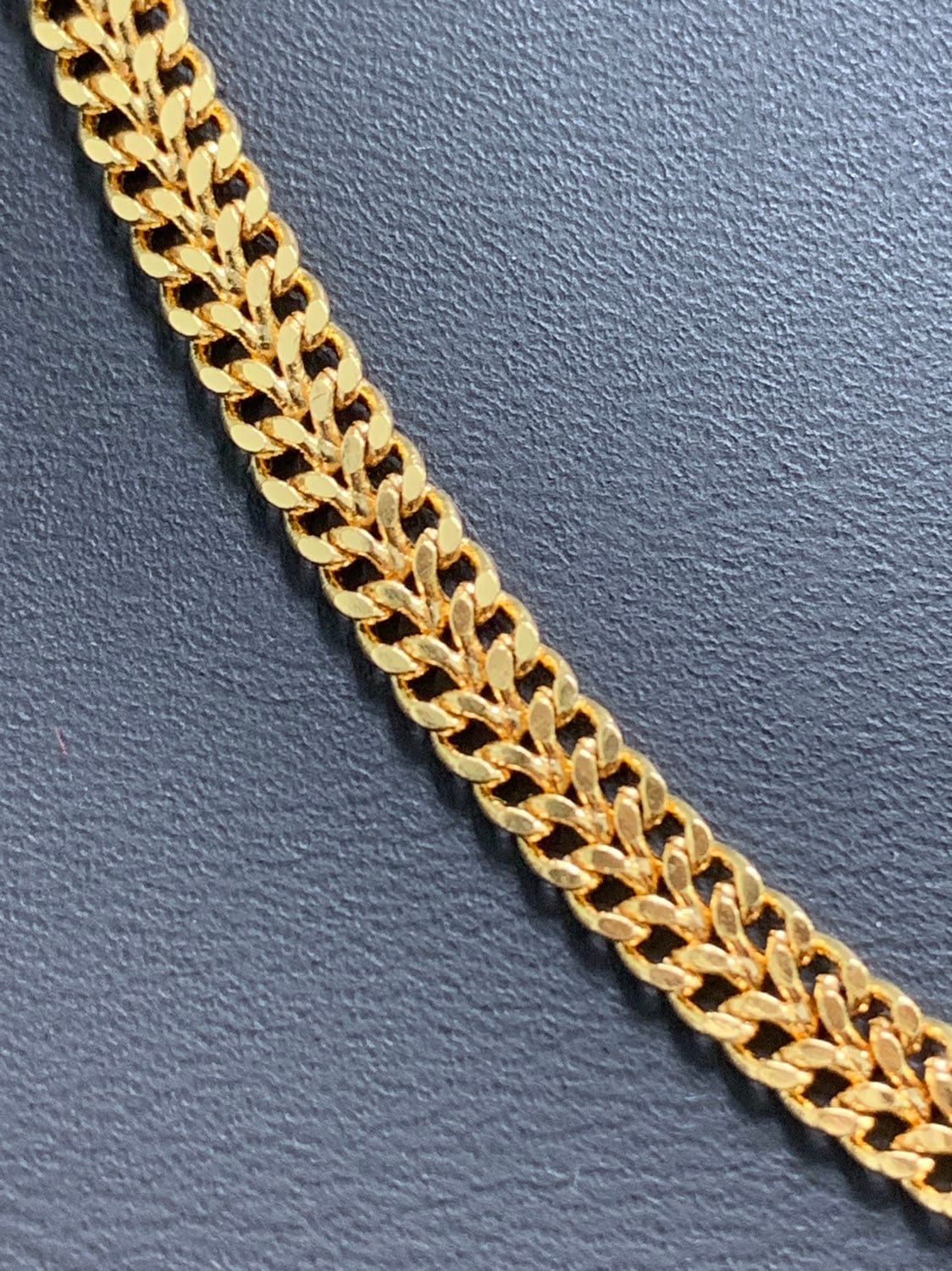 1pc 23'' Ready to Use 24K Gold Double Row Cuban Curb Necklace Chain, Layering Curb Chain Necklace, Lobster Clasp, Width is 4.5mm,CN-146